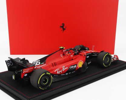 FERRARI - F1 SF-23 TEAM SCUDERIA FERRARI N 55 BELGIO SPA GP 2023 CARLOS SAINZ - CON VETRINA - ROSSO NERO