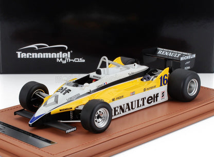 Modellino in scala della Renault RS12F Formula 1 del 1982, giallo e bianco, in vendita su Vroomi.