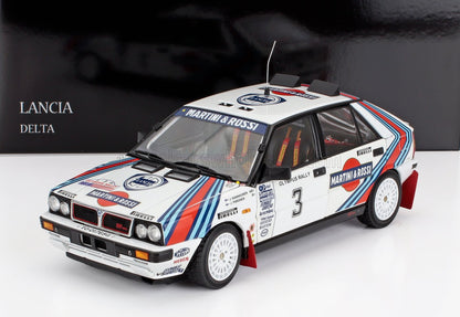 LANCIA - DELTA HF INTEGRALE 4WD TEAM MARTINI & ROSSI RACING N 3 VINCITORE RALLY OLYMPUS USA 1987 JUHA KANKKUNEN - JUHA PIIRONEN - BIANCO ROSSO BLU