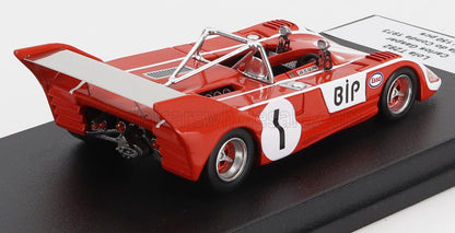 Modello di auto da corsa classica in scala 1:43, rossa e bianca, vista posteriore, oggetto da collezione, ora disponibile online.