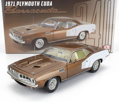 PLYMOUTH - CUDA 340 COUPE 1971 - MARRONE METALLIZZATO E BIANCO - Vroomi