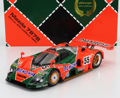Modellino in scala della Mazda 787B vincitrice della 24 Ore di Le Mans nel 1991 con la sua livrea iconica, disponibile su Vroomi.