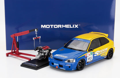 HONDA - CIVIC EK9 TIPO R SPOON N 95 RACING CON MOTORE E ACCESSORI 1999 - BLU GIALLO
