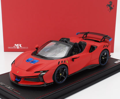 FERRARI - SF90 XX STRADALE SPIDER 2024 - CON VETRINA - WITH SHOWCASE - ROSSO LE-MANS - MATT RED BLUE BLACK