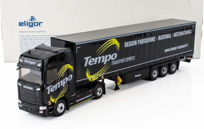 SCANIA - CAMION S500 TELONATO TEMPO TRANSPORTS 2018 - NERO - Vroomi