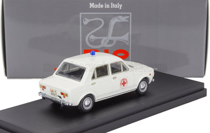 Modellino bianco di un'auto vintage della Croce Rossa Italiana con sirena blu su sfondo nero, venduto su Vroomi.