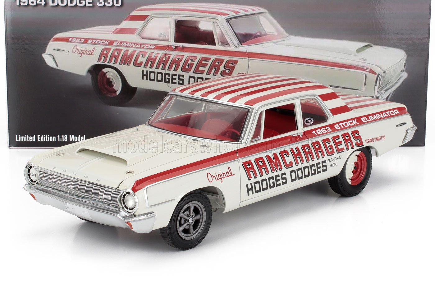 DODGE - 330 RAMCHARGERS STOCK ELIMINATOR 1964 - BIANCO ROSSO - Vroomi