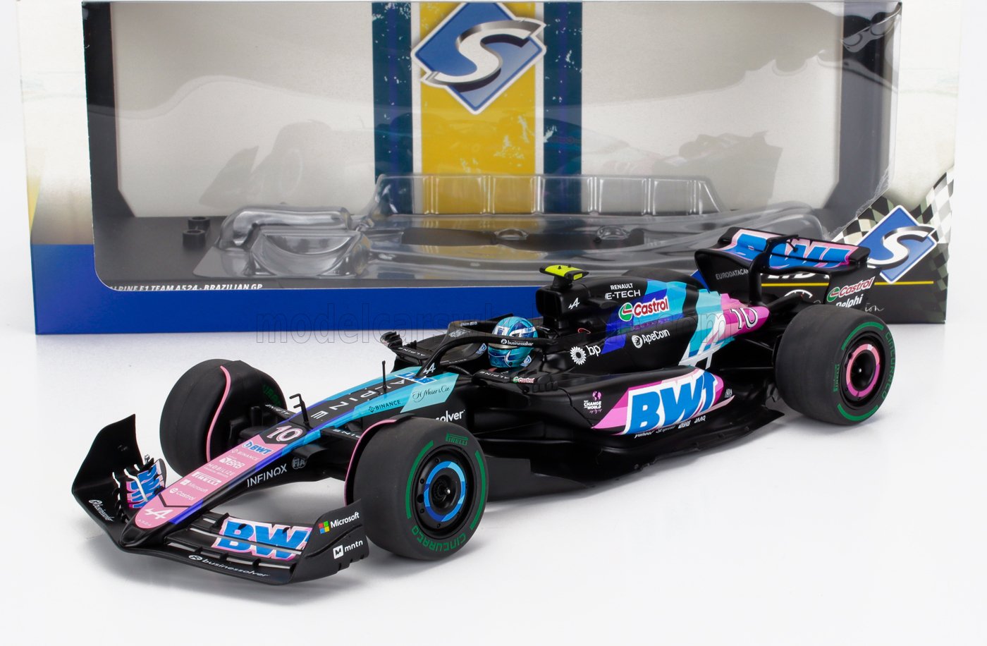 ALPINE  F1 A524 TEAM BWT ALPINE 10 GP DEL BRASILE 2024 PIERRE GASLY - NERO BLU ROSA - Vroomi