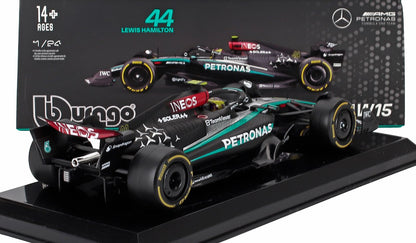 MERCEDES GP - F1 W15 EQ PERFORMANCE TEAM AMG PETRONAS MOTORSPORT N 44 STAGIONE 2024 LEWIS HAMILTON - CON PILOTA E VETRINA - NERO ARGENTO VERDE