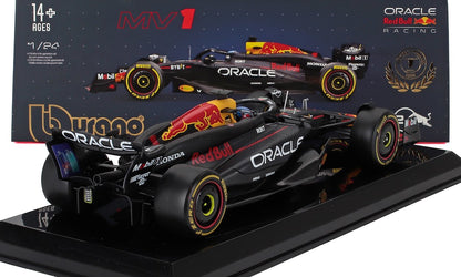 RED BULL  F1  RB20 TEAM ORACLE RED BULL N 1 CAMPIONE DEL MONDO STAGIONE 2024 MAX VERSTAPPEN - CON PILOTA E VETRINA - BLU GIALLO ROSSO