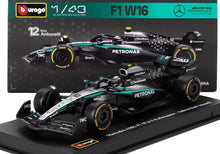 MERCEDES GP - F1 W16 TEAM AMG PETRONAS MOTORSPORT N 12 STAGIONE 2025 ANDREA KIMI ANTONELLI - CON PILOTA E VETRINA - NERO ARGENTO VERDE