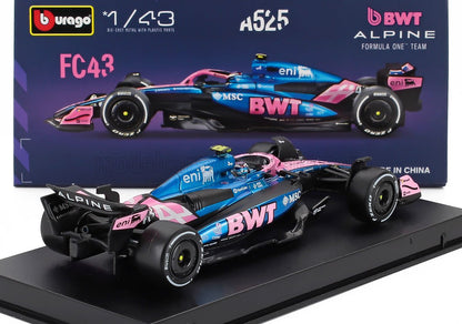 ALPINE  F1  A525 TEAM BWT ALPINE 43 STAGIONE 2025 FRANCO COLAPINTO - CON PILOTA E VETRINA - NERO BLU ROSA