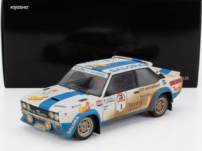 FIAT - 131 ABARTH (versione notturna e sporca) N 1 VINCITORE RALLY 1000 LAGHI 1980 MARKKU ALEN - ILKKA KIVIMAKI - BIANCO AZZURRO