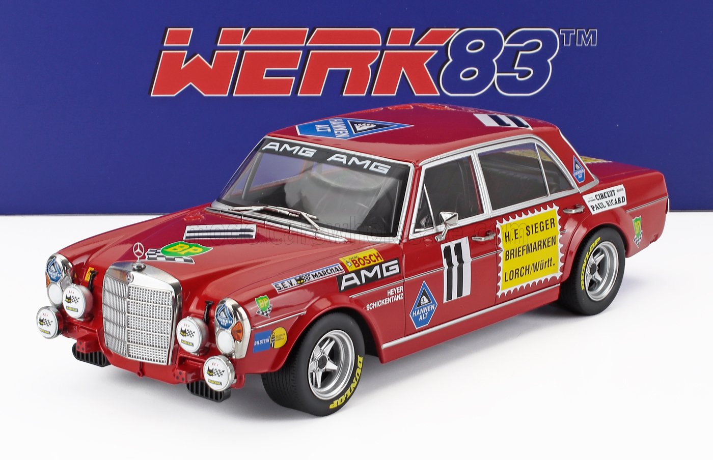 MERCEDES BENZ - 300 SEL 6.8 TEAM MERCEDES AMG N 11 24h PAUL RICARD 1971 HANS HEYER - CLEMENS SCHICKENTANZ - ROSSO - Vroomi