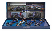 Modellini di auto F1 Minichamps Albon in confezione da collezione con foto di gara, disponibili su Vroomi.