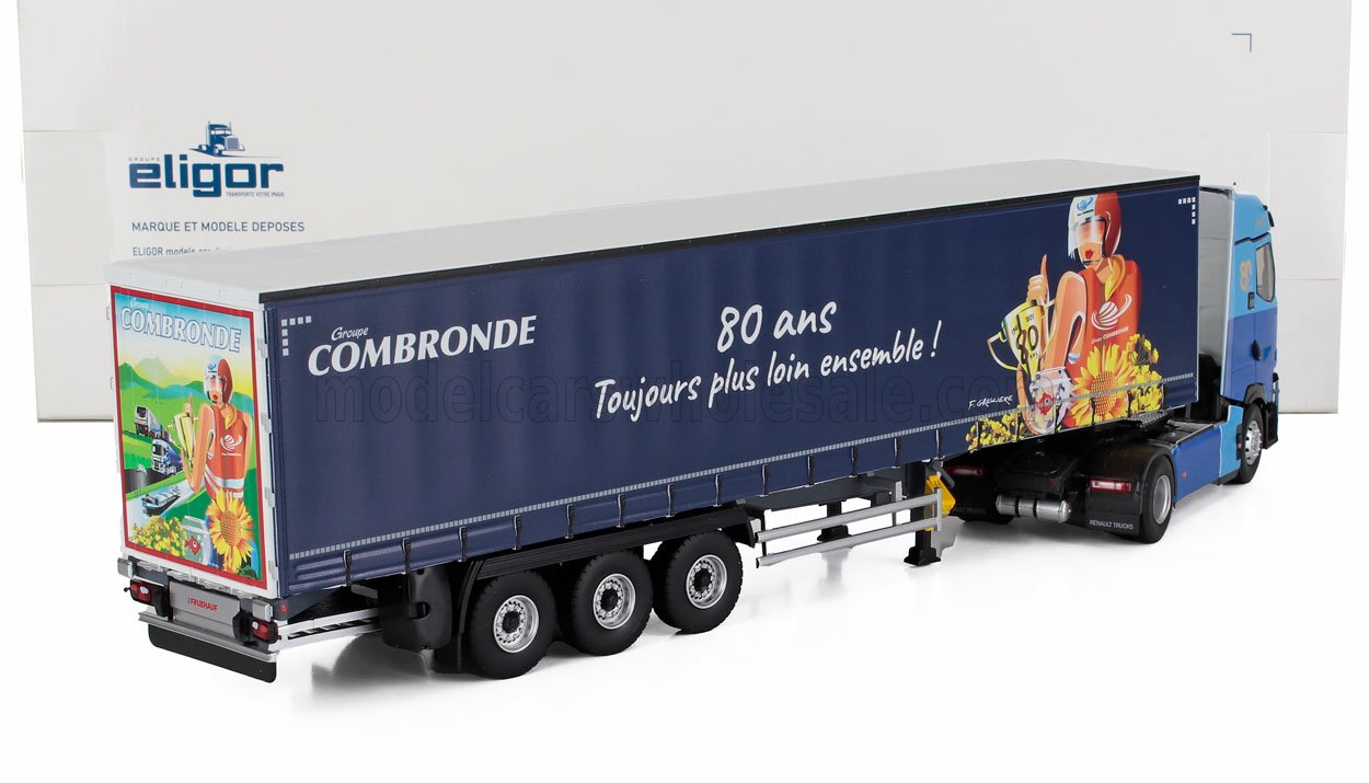RENAULT - CAMION TELONATO COMBRONDE TRANSPORTS 2025 - 80 ANNI SEMPRE PIÙ LONTANO INSIEME - BIANCO BLU - Vroomi