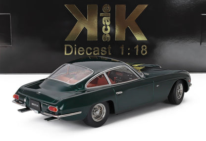 Modello diecast in scala 1:18 verde della Lancia Flaminia 400 GT 2+2 con interni rossi, disponibile su Vroomi.