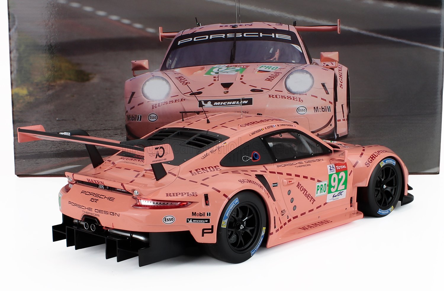 PORSCHE - 911 991 RSR TEAM PORSCHE GT N 92 VINCITORE LMGTE PRO PINK PIG TRIBUTE 24h LE MANS 2018 MICHEAL CHRISTENSEN - KEVIN ESTRE - LAURENS VANTHOOR - ROSA - Vroomi