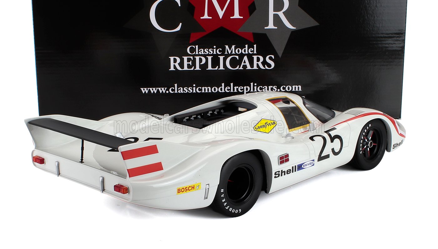 White Classic Model Replicars race car model number 25 with sponsor logos, available on Vroomi
