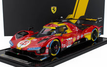 FERRARI - 499P 3.0L TURBO V6 TEAM FERRARI AF CORSE N 50 VINCITORE 24h LE MANS 2024 ANTONIO FUOCO - MIGUEL MOLINA - NICKLAS NIELSEN - CON VETRINA - ROSSO GIALLO NERO