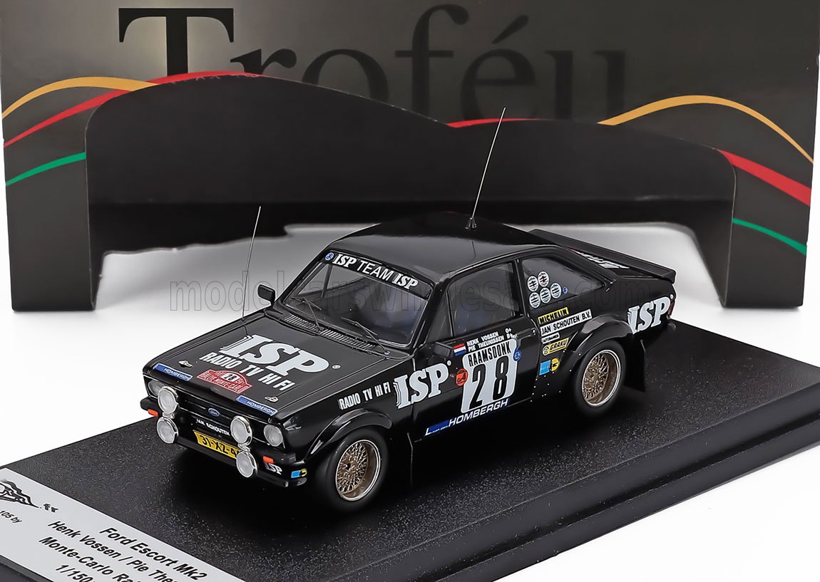 Modellino in scala 1:43 dell'auto da rally Ford Escort Mk2, che puoi ordine Vroomi.