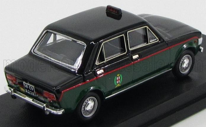 Modellino in miniatura di un'auto della polizia italiana vintage nera e verde con striscia rossa, disponibile su Vroomi.