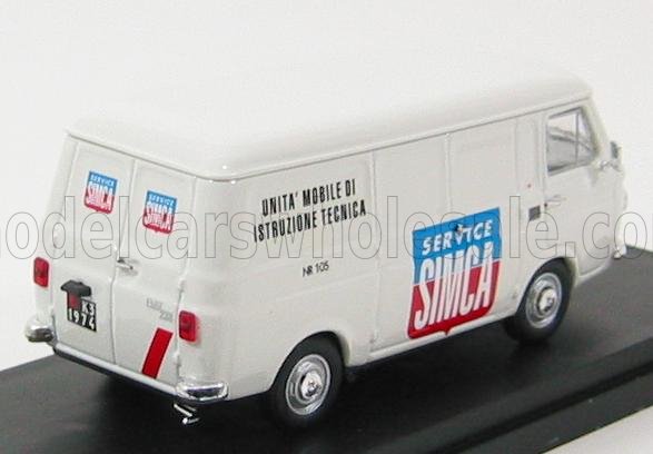 Modello vintage di furgone Simca bianco con istruzioni tecniche in italiano, presentato su Vroomi.