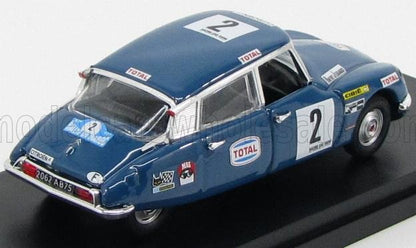Modello di auto da rally Citroën DS blu con numero di gara 2 e adesivi degli sponsor, venduto tramite Vroomi.