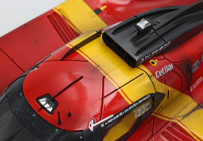 FERRARI 499P VINCITRICE DELLA 24 ORE DI LE MANS 2023 AUTO N.51 CON USURA DA GARA PIER GUIDI-CALADO-GIOVINAZZI - Vroomi