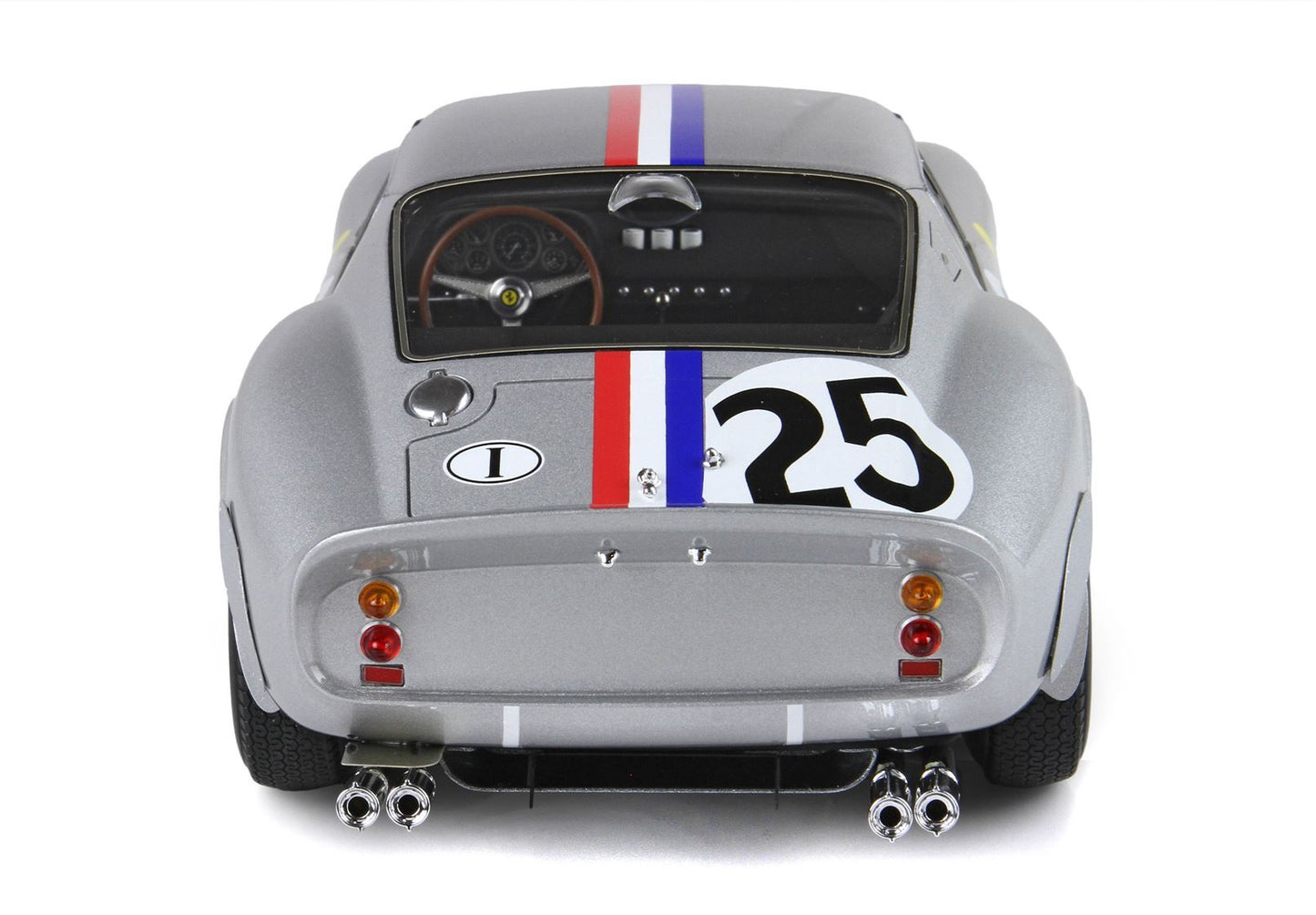 Silver classic race car model with racing stripe and number 25, available on Vroomi platform
