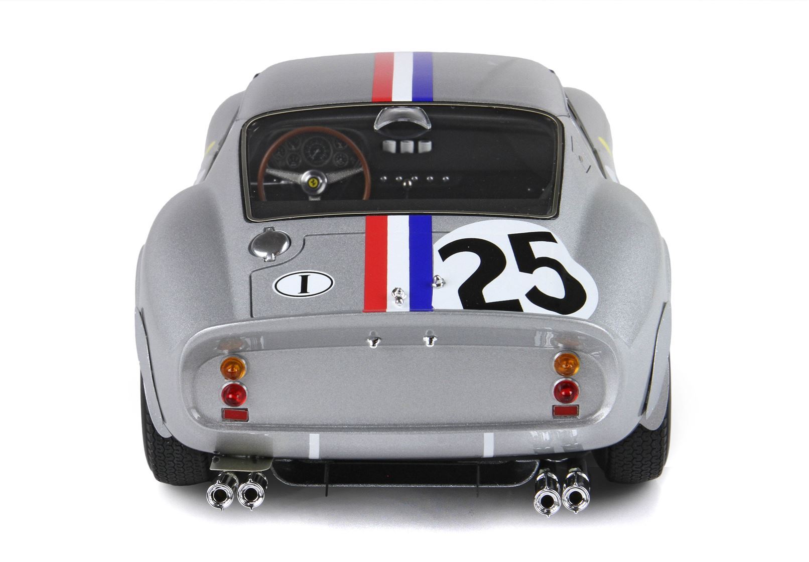 Silver classic race car model with racing stripe and number 25, available on Vroomi platform