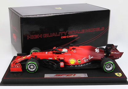 FERRARI SF21 GRAN PREMIO DEL MADE IN ITALY E DELL'EMILIA ROMAGNA CHARLES LECLERC AUTO N.16 PNEUMATICI INTERMEDI VERDI - Vroomi