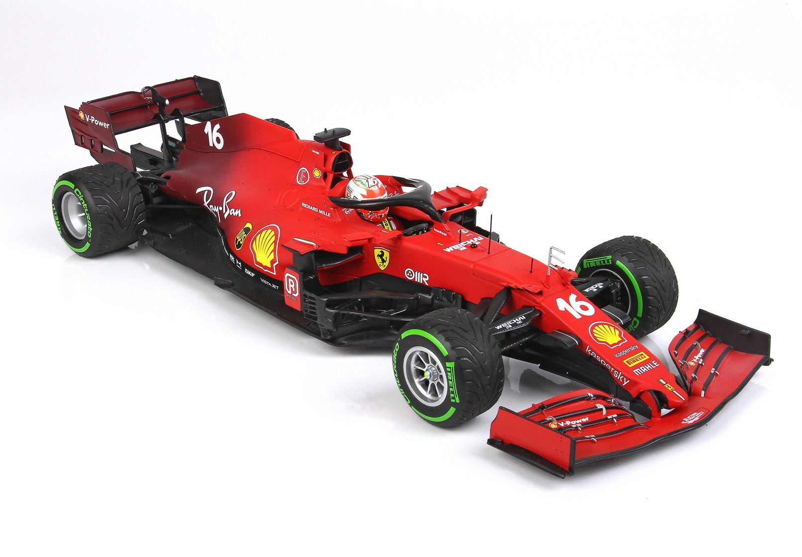 FERRARI SF21 GRAN PREMIO DEL MADE IN ITALY E DELL'EMILIA ROMAGNA CHARLES LECLERC AUTO N.16 PNEUMATICI INTERMEDI VERDI - Vroomi