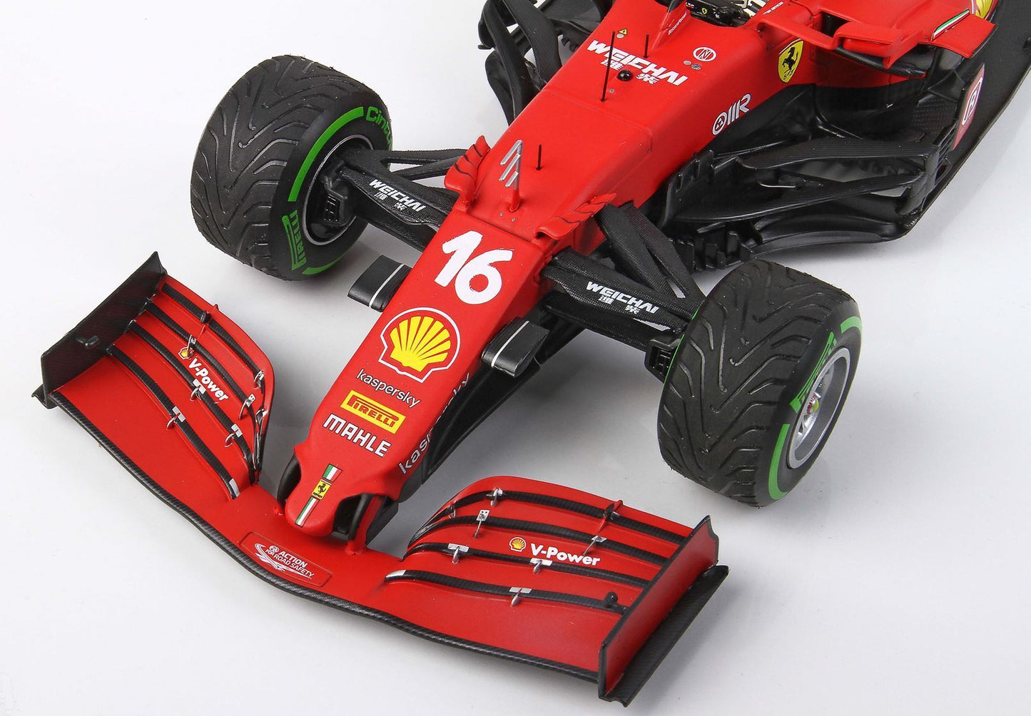 FERRARI SF21 GRAN PREMIO DEL MADE IN ITALY E DELL'EMILIA ROMAGNA CHARLES LECLERC AUTO N.16 PNEUMATICI INTERMEDI VERDI - Vroomi