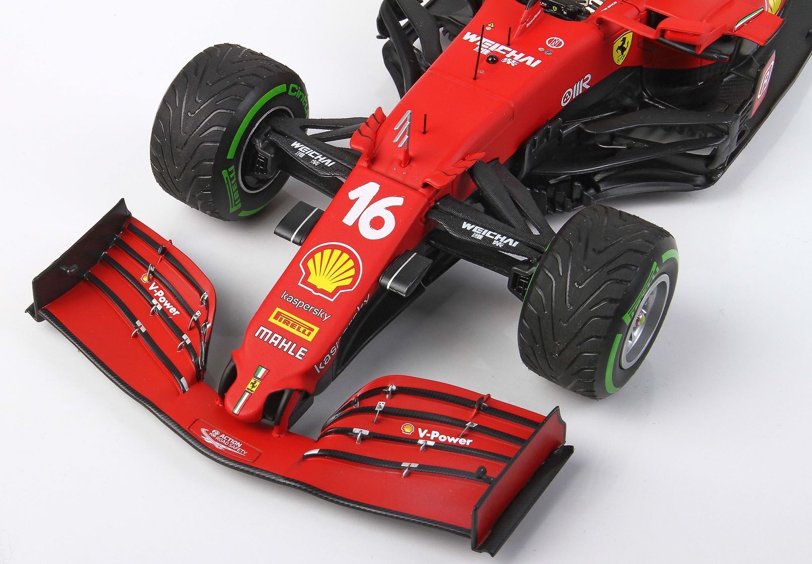 FERRARI SF21 GRAN PREMIO DEL MADE IN ITALY E DELL'EMILIA ROMAGNA CHARLES LECLERC AUTO N.16 PNEUMATICI INTERMEDI VERDI - Vroomi