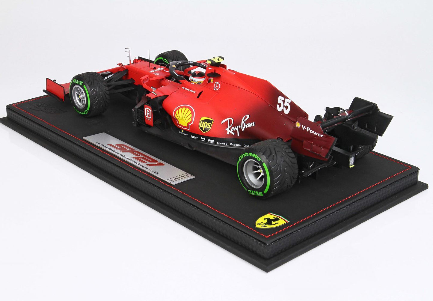 FERRARI SF21 GRAN PREMIO DEL MADE IN ITALY E DELL'EMILIA ROMAGNA CARLOS SAINZ AUTO N. 55 PNEUMATICI INTERMEDI VERDI - Vroomi