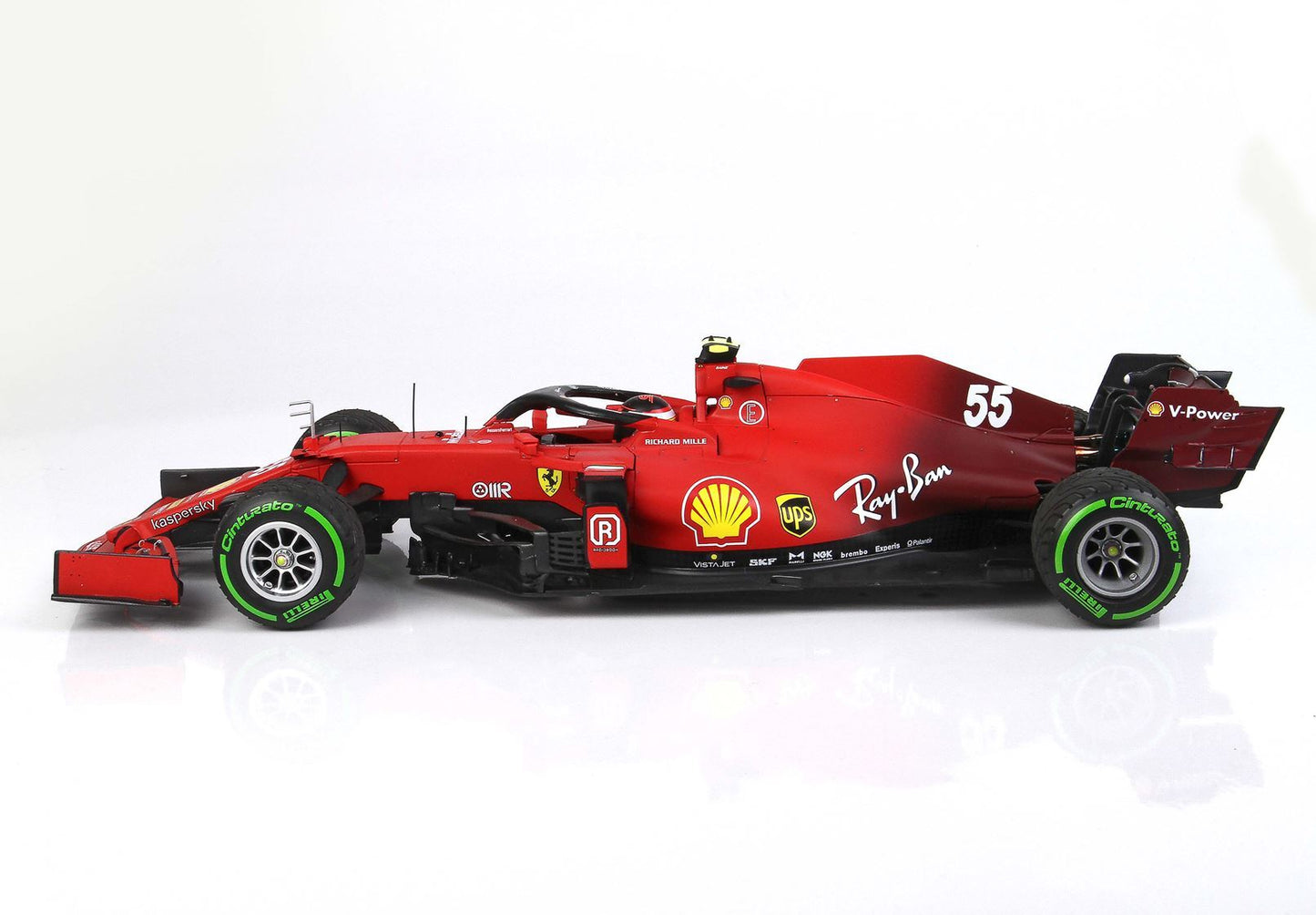 FERRARI SF21 GRAN PREMIO DEL MADE IN ITALY E DELL'EMILIA ROMAGNA CARLOS SAINZ AUTO N. 55 PNEUMATICI INTERMEDI VERDI - Vroomi