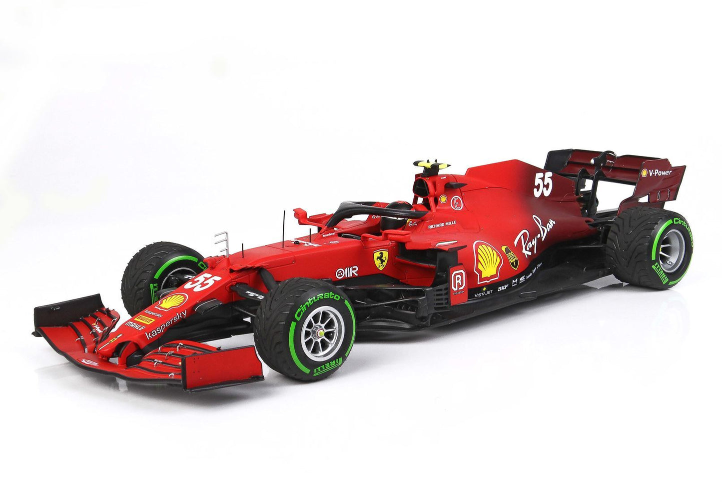 FERRARI SF21 GRAN PREMIO DEL MADE IN ITALY E DELL'EMILIA ROMAGNA CARLOS SAINZ AUTO N. 55 PNEUMATICI INTERMEDI VERDI - Vroomi
