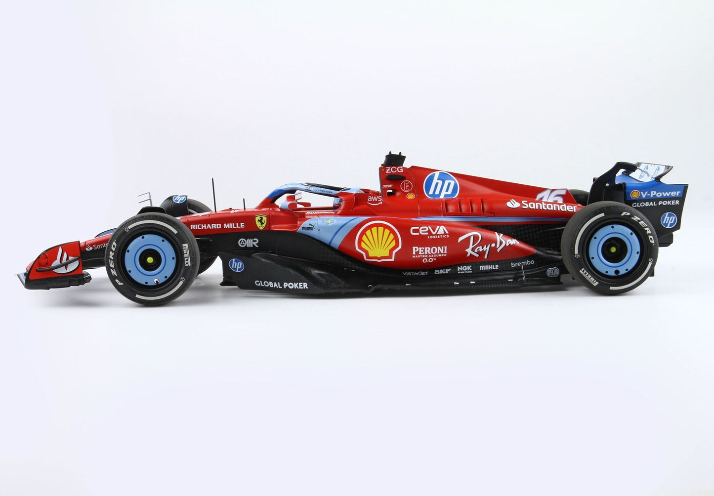 FERRARI SF24 GP USA MIAMI 2024 DIECAST - PACCHETTO LUSSO SPECIALE LIVREA AZZURRO LECLERC - Vroomi