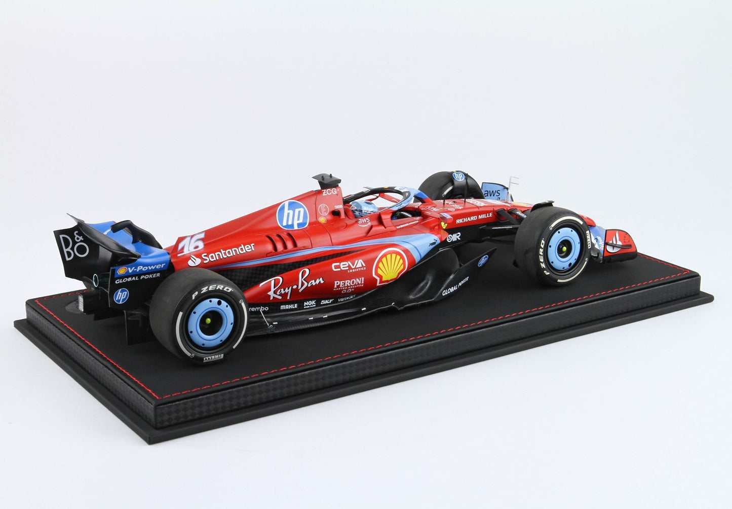 FERRARI SF24 GP USA MIAMI 2024 DIECAST - PACCHETTO LUSSO SPECIALE LIVREA AZZURRO LECLERC - Vroomi