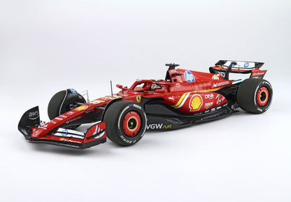FERRARI SF24 GP DI MONACO 2024 IN METALLO - CONFEZIONE POLIFOAM AUTO DEL VINCITORE LECLERC - Vroomi