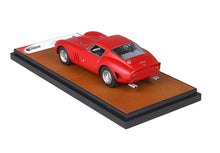 Red Ferrari 250 GTO model car on brown display base, collectible classic car available at Vroomi