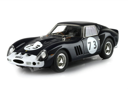 Black and white vintage race car model with number 73, classic design available through Vroomi
