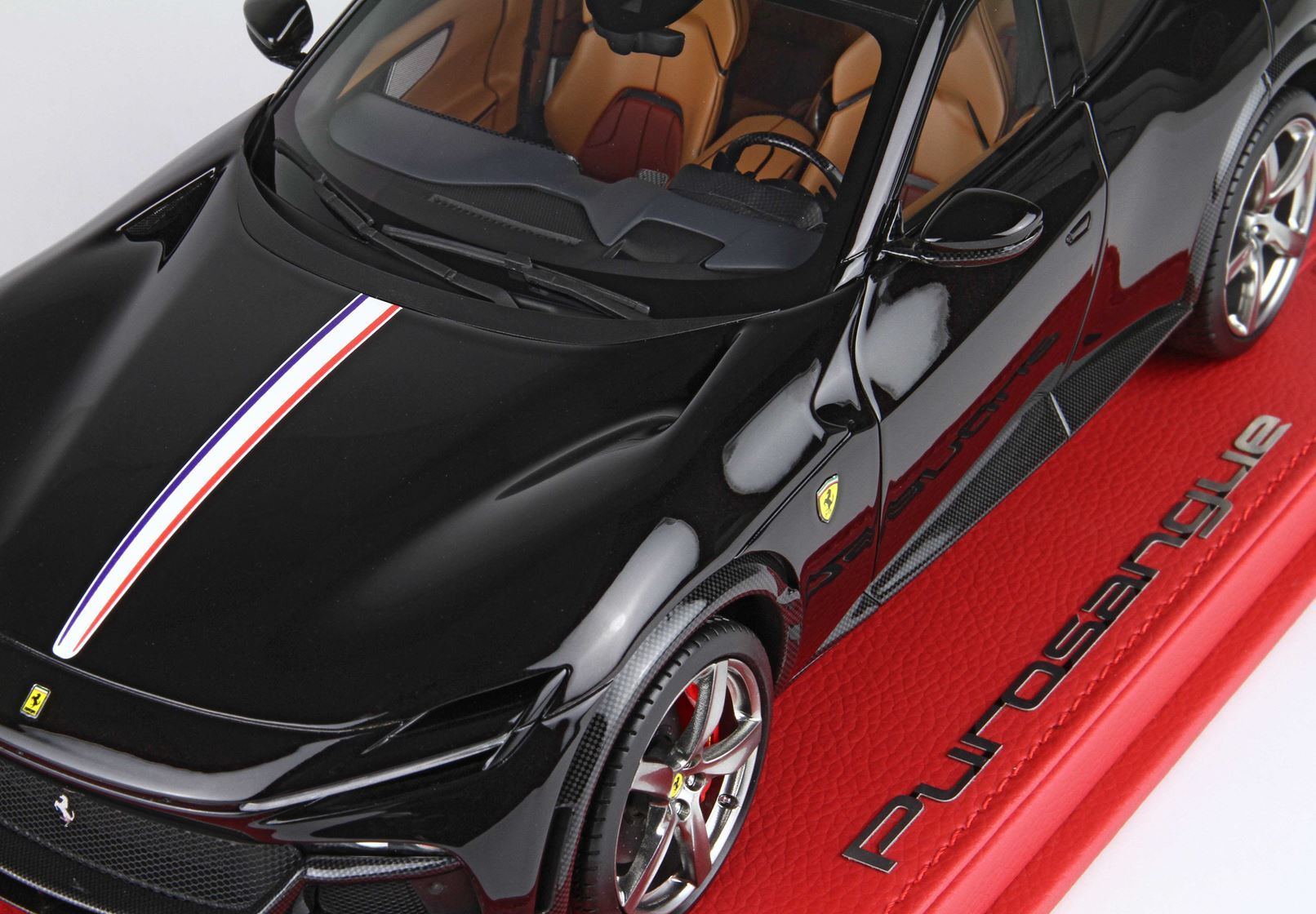 FERRARI PUROSANGUE - TETTO PANORAMICO NERO PUROSANGUE - BANDIERA FRANCESE - BASE ROSSA - Vroomi